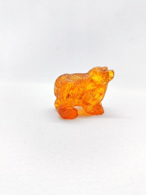 Hand carved transparent natural Baltic amber bear figurine
