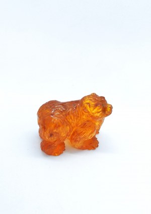 Hand carved transparent natural Baltic amber bear figurine