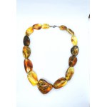 Necklace of transparent natural Baltic amber with silver clasp