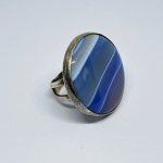 Large silver ring with blue agate