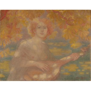 Eugeniusz NIECZUJA-URBAŃSKI (1877-1955), Słońce jesieni - kobieta z mandoliną (1918)
