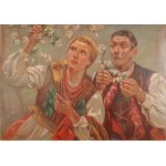 Wincenty WODZINOWSKI (1866-1940), Wiosna - krakowiacy pod kwitnącą jabłonią (1929)