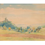 Friedrich IWAN (1889-1967), Pejzaż z widokiem na Bolków i zamek Świny