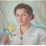 Wincenty WODZINOWSKI (1866-1940), Kobieta z żółtą różą (1936)