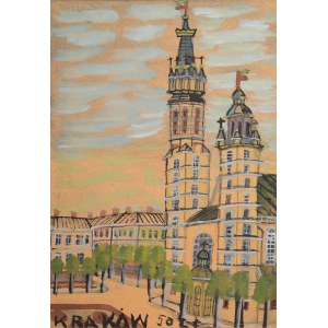 NIKIFOR Krynicki (1895-1968), Kraków - widok na kościół Mariacki