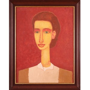 Roman ZAKRZEWSKI (1955-2014), Kobieta na bordowym tle (1987)