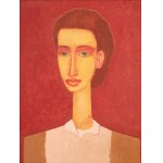 Roman ZAKRZEWSKI (1955-2014), Kobieta na bordowym tle (1987)