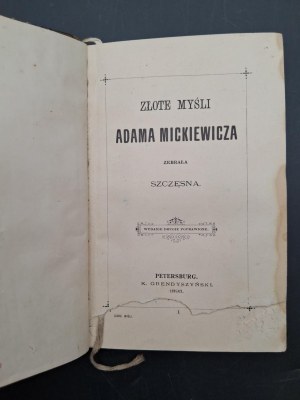 Golden Thoughts of Adam Mickiewicz 2nd Edition Year 1895