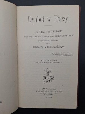Ignacy Matuszewski Dyabeł w Poezyi Historya i psychologia