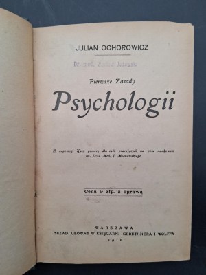 Julian Ochorowicz First Principles of Psychology