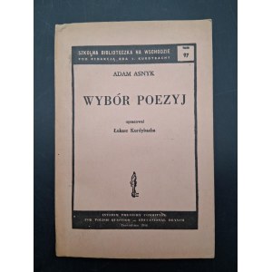 Adam Asnyk Wybór poezyj Jerozolima 1946