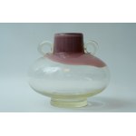 Large glass vase with ears - HSG Tarnowiec - interesting colors.