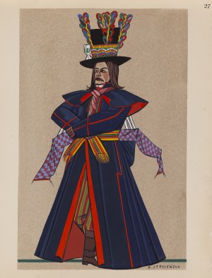 Zofia Stryjeńska (1891 Cracovie - 1976 Genève), Chłop z Kujawskiego w stroju świątecznym / Le paysan kujawski en costume de Noël, feuille XXVII du portfolio 