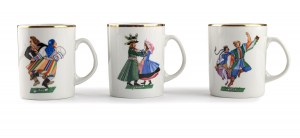 Zofia Stryjeńska (1891 Kraków - 1976 Geneva), Set of 6 mugs 