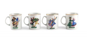 Zofia Stryjeńska (1891 Kraków - 1976 Geneva), Set of 7 small mugs 