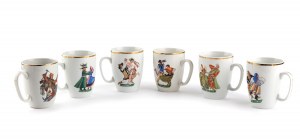 Zofia Stryjeńska (1891 Kraków - 1976 Geneva), Set of 6 mugs 