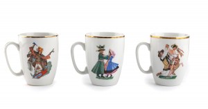 Zofia Stryjeńska (1891 Kraków - 1976 Geneva), Set of 6 mugs 