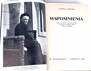 JADWIGA ZAMOYSKA- WSPOMNINIENIA published in LONDON 1961.