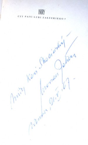 ZAŁUCKI - DO YOU LIKE ZAŁUCKI? Dedication autographed by the Author.