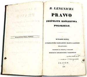 LENGNICH - PRAWO POSPOLITE KRÓLESTWA POLSKIEGO vyd. 1836