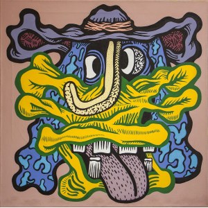 NIEBIESKI ROBI KRESKI (ur. 1985), Infantylny Sobaka sfiksowany z tasiemcowatym sztychem i szczodrym zębiszczem, 2016