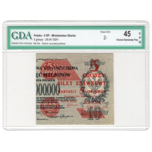 Biglietto di passaggio, 5 centesimi 1924, metà destra