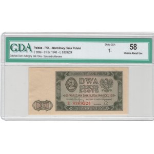 2 Złote 1948, seria E - rzadka jednoliterowa seria