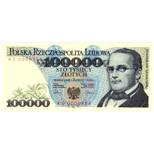 100 000 Złotych 1990, seria AS - niski numer AS0000154