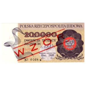 200 000 Złotych 1989, seria A 0000000, WZÓR No.0468*