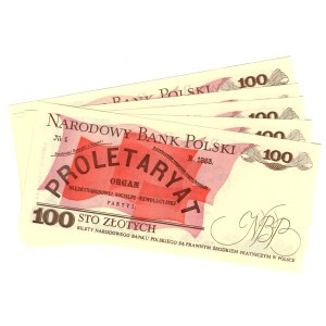 100 Złotych 1986, seria MW - zestaw 5 sztuk