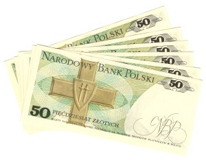 50 Złotych 1986, seria FM - zestaw 6 sztuk