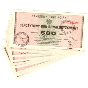 Depozytowy Bon Rewaloryzacyjny, 500 Złotych, seria DB - zestaw 10 sztuk