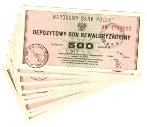 Deposit Revaluation Voucher, 500 Zlotys, DB series - set of 10 pieces