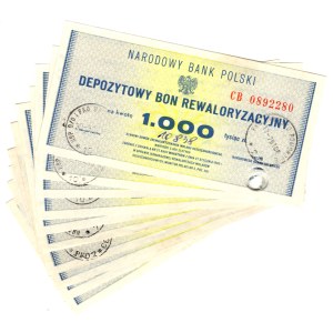 Depozytowy Bon Rewaloryzacyjny, 1 000 Złotych, seria CB - zestaw 10 sztuk
