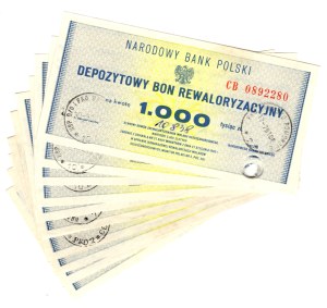 Deposit Revaluation Voucher, 1,000 Zlotys, CB series - set of 10 pieces