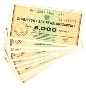 Deposit Revaluation Voucher, 5,000 Gold, BA series - set of 10 pieces