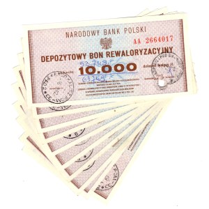 Depozytowy Bon Rewaloryzacyjny, 10 000 Złotych, seria AA - zestaw 10 sztuk