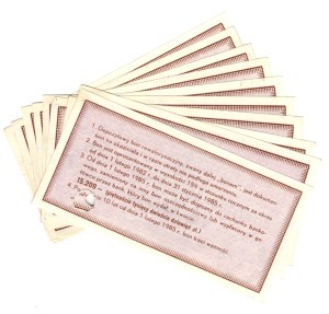 Deposit Revaluation Voucher, 10,000 Gold, AA series - set of 10 pieces