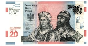 20 zl 2015, 1050th anniversary of the Baptism of Poland, Mieszko and Dabrowka