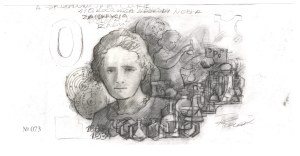 Unrealized design of 0 Euro Souvenir banknote, Maria Skłodowska-Curie No 73