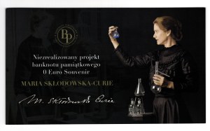 Unrealized design of 0 Euro Souvenir banknote, Maria Skłodowska-Curie No 73
