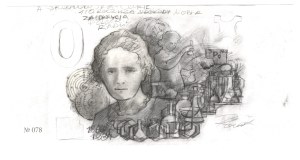Unrealized design of 0 Euro Souvenir banknote, Maria Skłodowska-Curie No 78