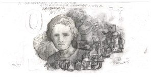 Unrealized design of 0 Euro Souvenir banknote, Maria Skłodowska-Curie No 77