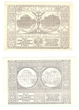 50 Gold 1929, black and white prints of the reverse on chalk paper