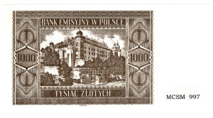 1000 Gold 1941, Krakowiak - MCSM 997 - Item from private collection of Mr. Czeslaw Miłczak, illustrated in price list by him