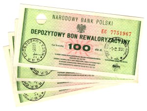Deposit Revaluation Voucher, 100 Gold, EC series - set of 4 pieces