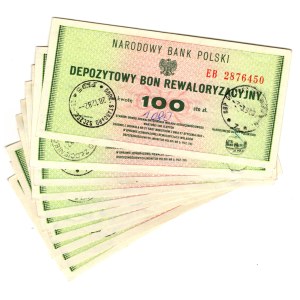 Depozytowy Bon Rewaloryzacyjny, 100 Złotych, seria EB - zestaw 10 sztuk