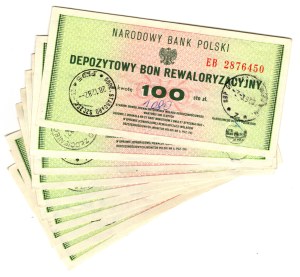 Deposit Revaluation Voucher, 100 Gold, EB series - set of 10 pieces