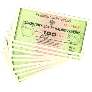 Depozytowy Bon Rewaloryzacyjny, 100 Złotych, seria ED - zestaw 10 sztuk