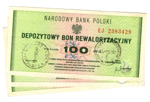 Deposit Revaluation Voucher, 100 Gold, EJ series - set of 3 pieces
